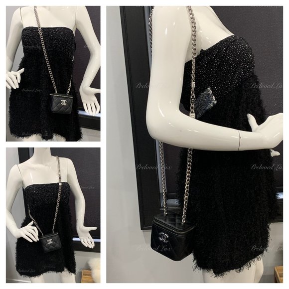 Authentic CHANEL Caviar Black Mini Vanity Case Coco Thick Chain Bag SHW - Picture 13 of 14